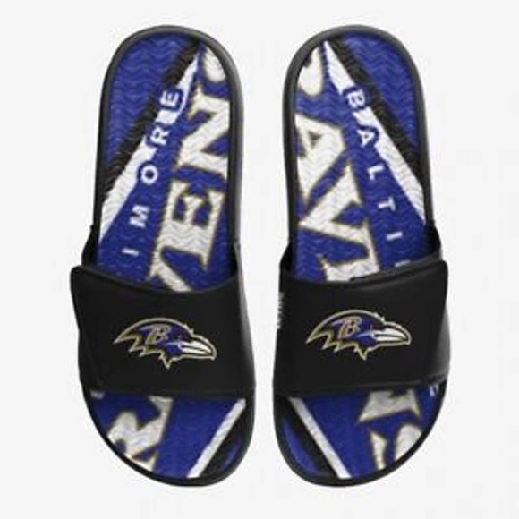 FOCO Other - FOCO NFL Baltimore Ravens Gel Slip On Slides Black Purple Men's Size Large 11-12